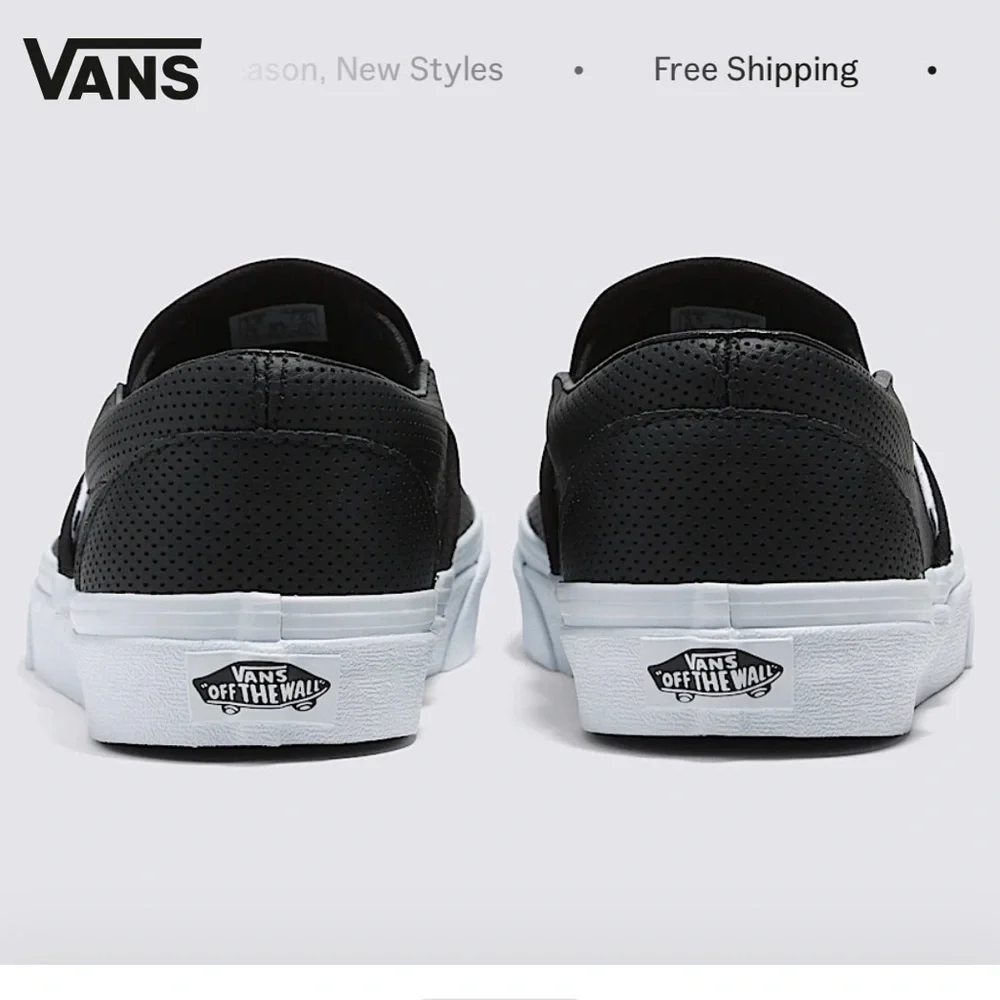 Vans Black Leather Classic Slip-On - Picture 3 of 8